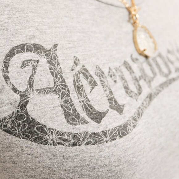 Grey Goth Calligraphy Baby Tee 🦇 AEROPOSTALE - Picture 3 of 6